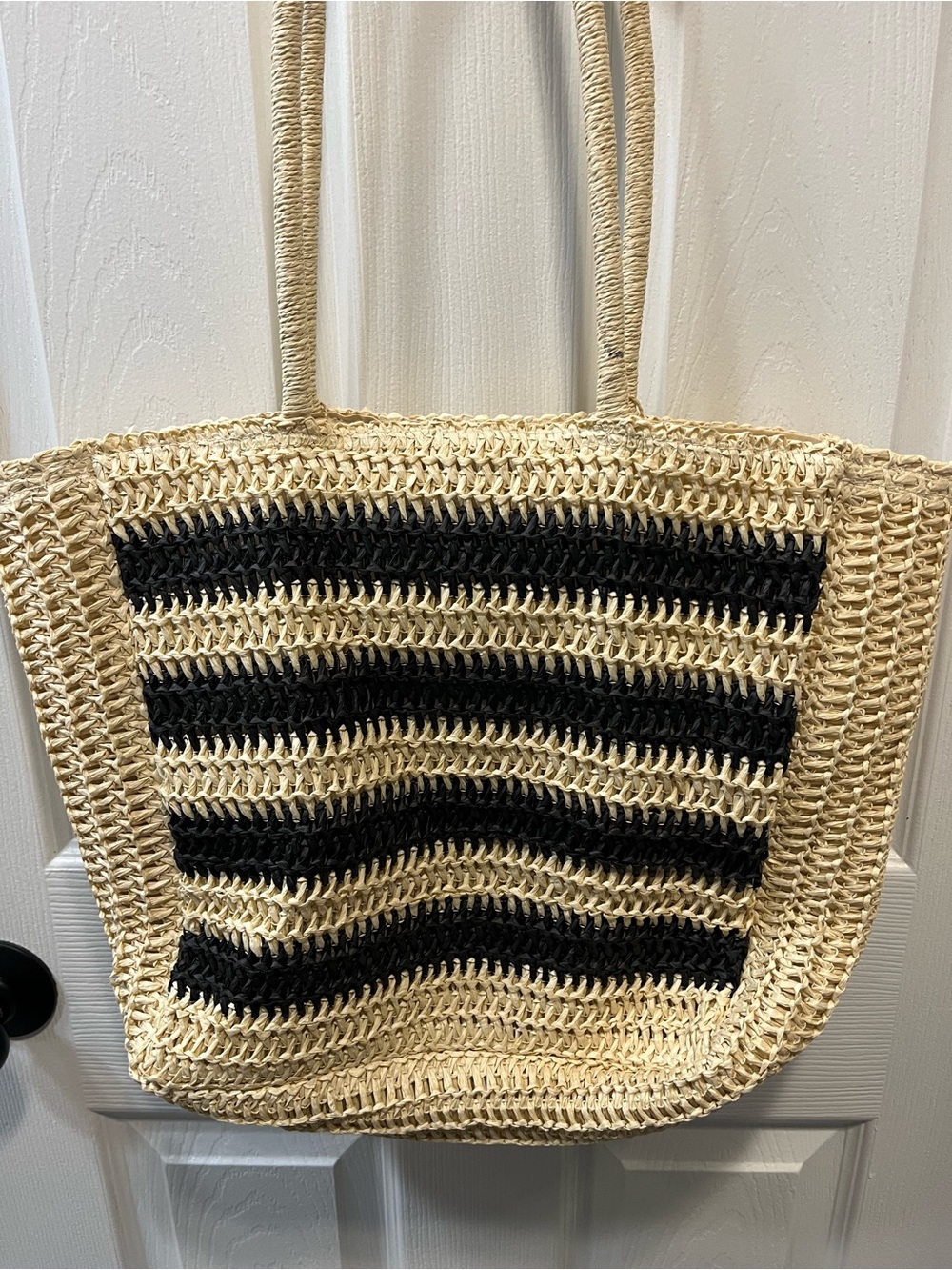Vintage Havana Slam Bag2 Woven Straw Tote Bag - Black & Natural - Picture 3 of 7